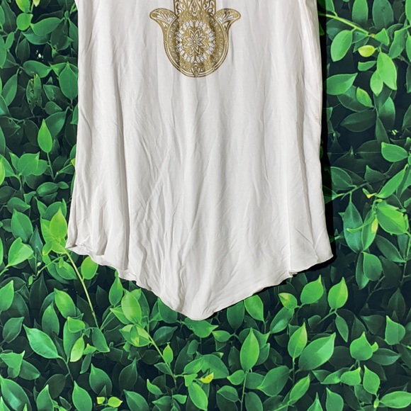 Women's White Lucky Family Collection Large Yoga Hand Symbol Hamsa in Gold - Picture 2 of 10
